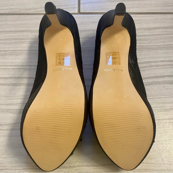 ALDO Bow and Lace Open Toe High Heels in Black, Size 8 - Picture 6 of 6